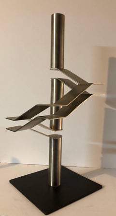 Large Stainless Steel Abstract Israeli Sculpture 'Three Tubes' Maquette