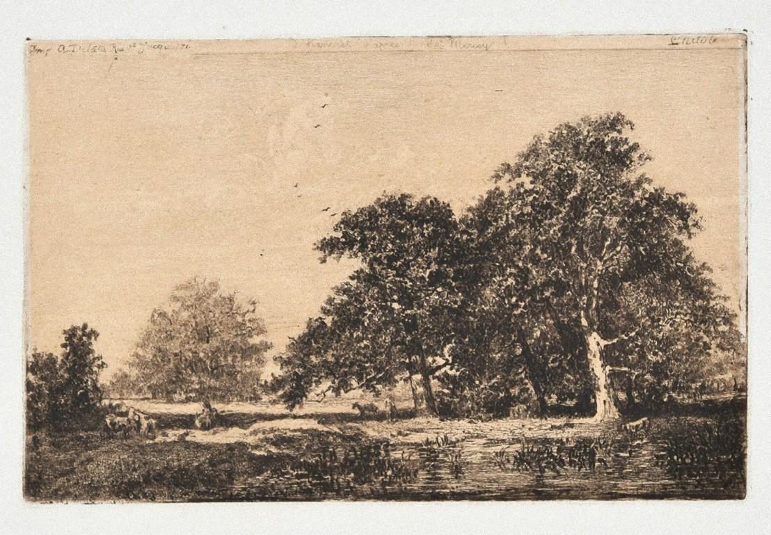 Landscape is an original Modern artwork realized by Israel Henriet (Nancy, 1590 - 1661) in the second half of the XVII Century. 

Original B/W Etching on ivory cardboard. 

Inscripted on plate on the upper margin. 

Excellent conditions. 

Landscape