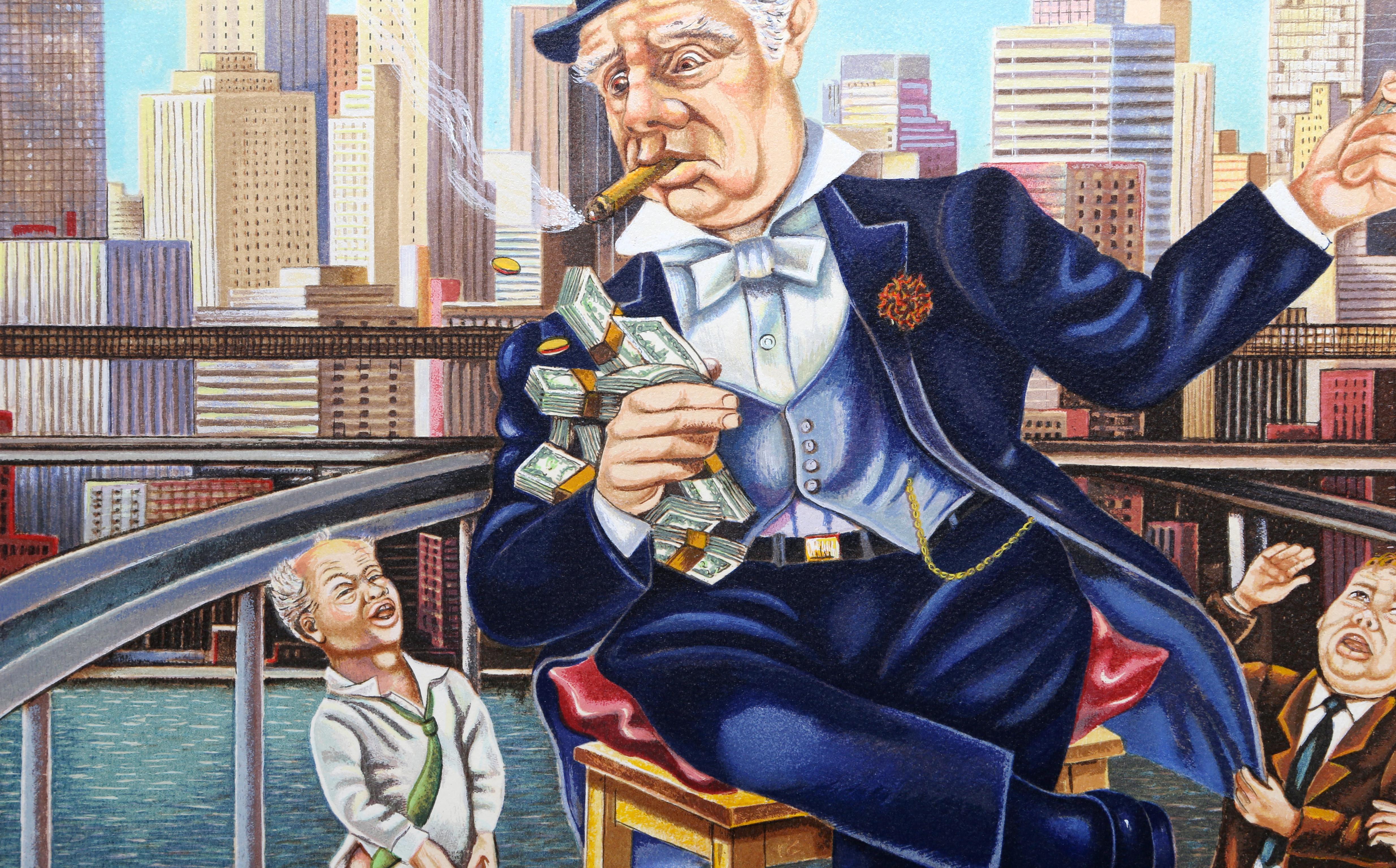 Todo por dinero, serigrafía surrealista de Israel Rubistein - Print Surrealista de Israel Rubinstein