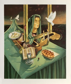Inauguration of the Sabbath, surrealistischer Siebdruck von Israel Rubinstein