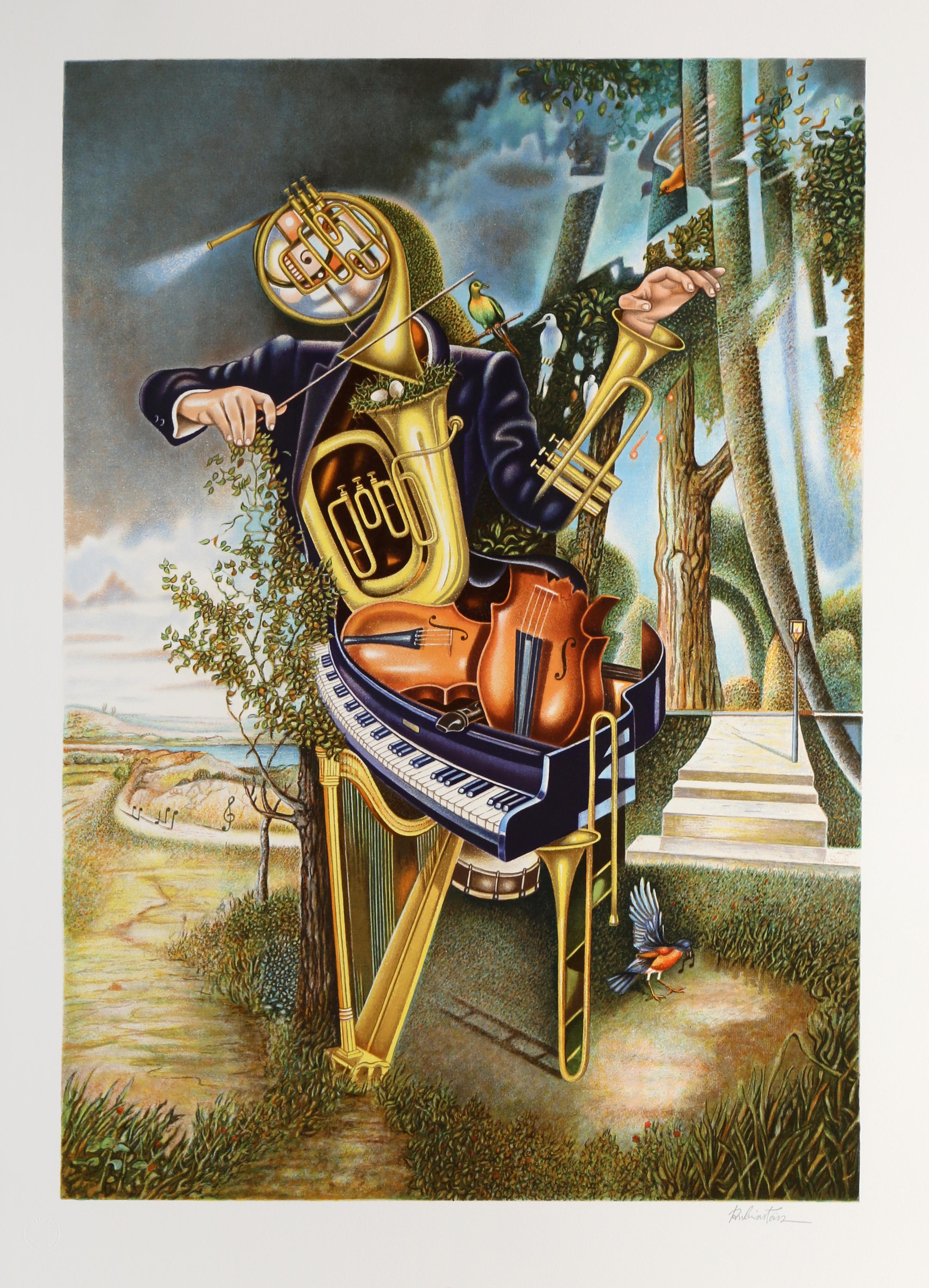 Sinfonía pastoral, serigrafía surrealista de Israel Rubinstein en venta 2