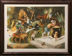The Hunters, Surrealist Screenprint by Israel Rubinstein