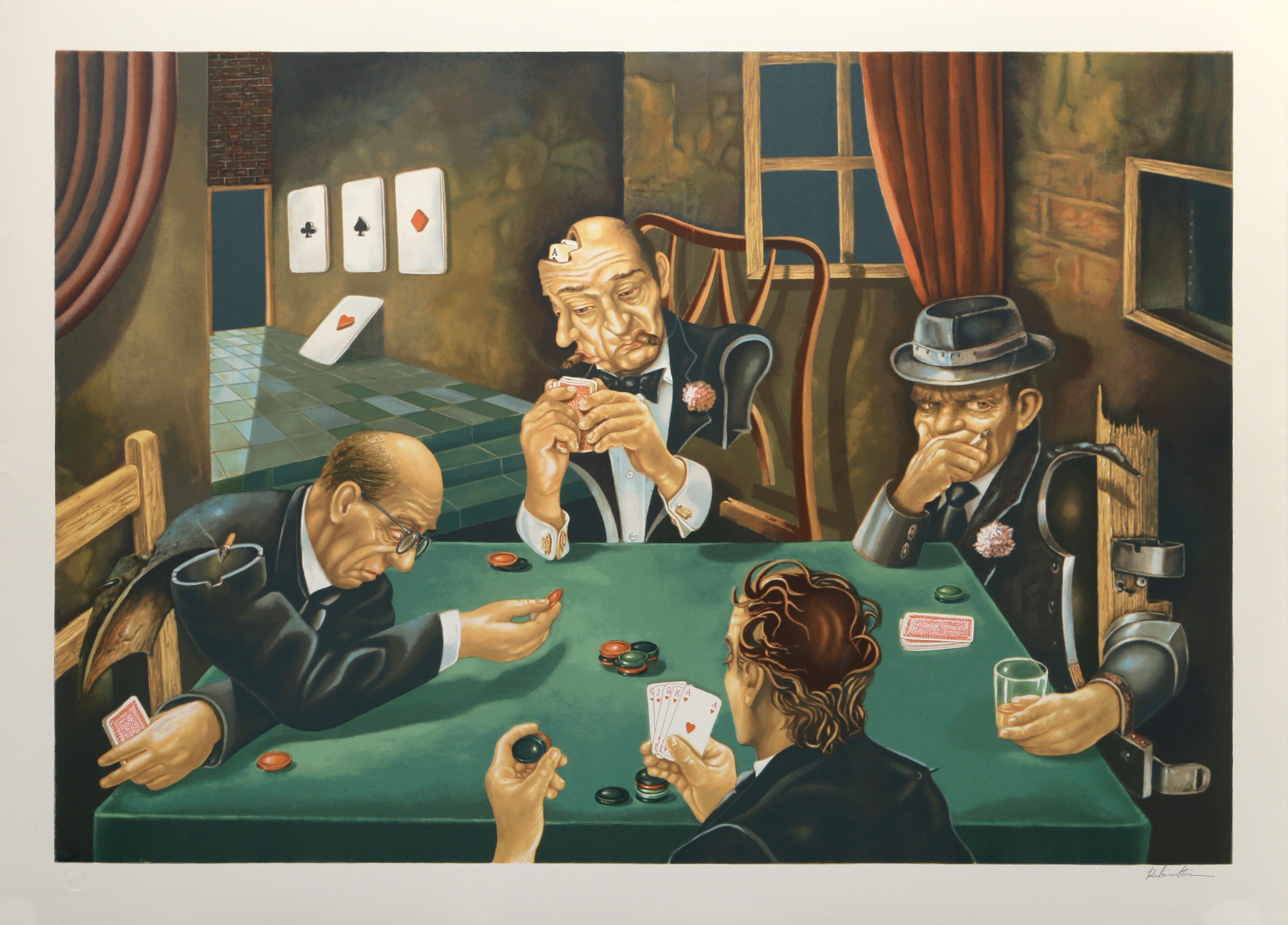 The Poker Game, Surrealist Screenprint by Israel Rubinstein