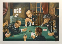 Used The Poker Game, Surrealist Screenprint by Israel Rubinstein