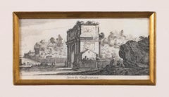 17th century engraving black and white landscape ancient building scene