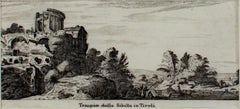 "Tempio della Sibilla in Tivoli," Original Engraving by Israel Silvestre