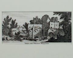 "Veduta del Palazzo Maggiore," Original Roman Ruin Engraving by Israel Silvestre