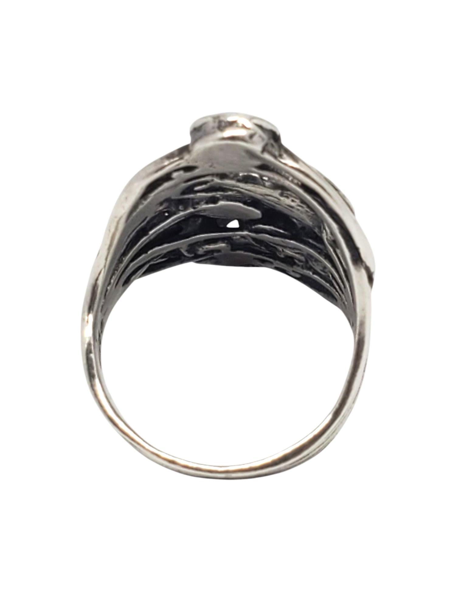 Cabochon Anello Israel in argento sterling con opale blu misura 8 #21286 in vendita