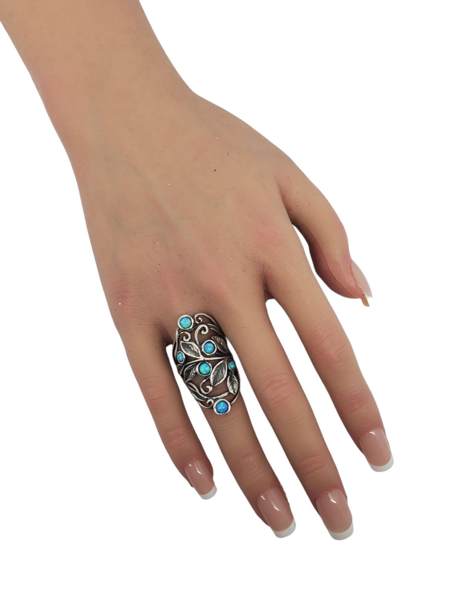 Anello Israel in argento sterling con opale blu misura 8 #21286 in vendita 2