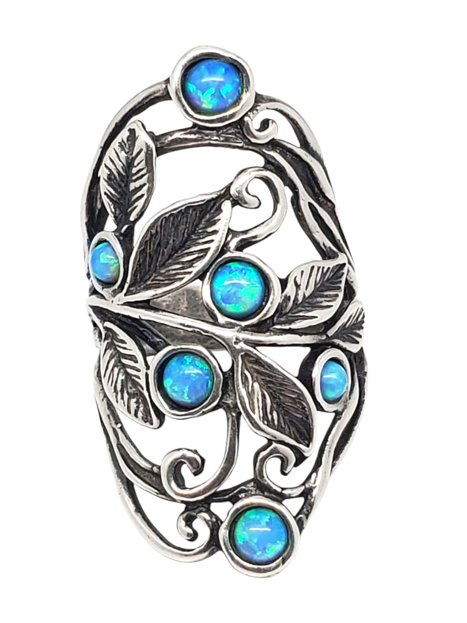 Israel Sterling Silver Blue Opal Ring Size 8 #21286