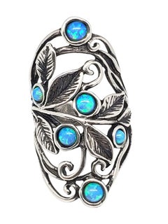Anello Israel in argento sterling con opale blu misura 8 #21286