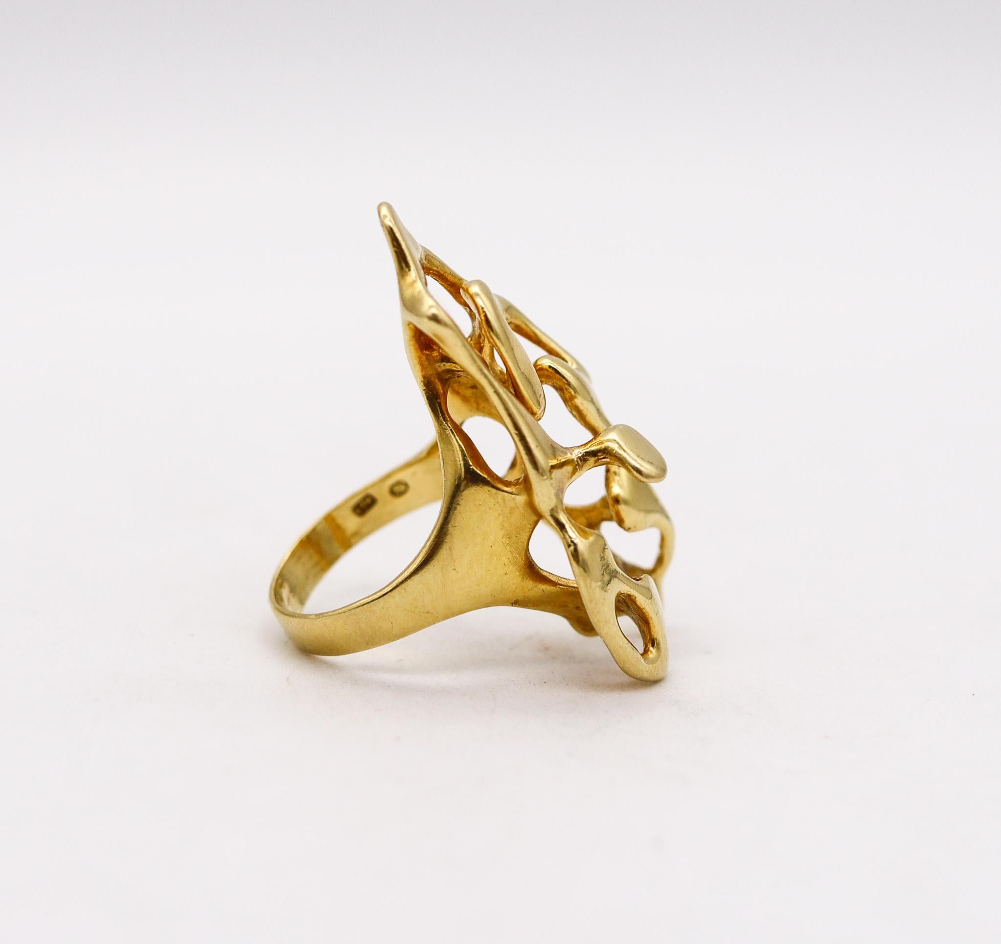 Women's Israeli Artist Studio Organic Freeform Sculptural Ring in 18 Karat Yellow Gold For Sale