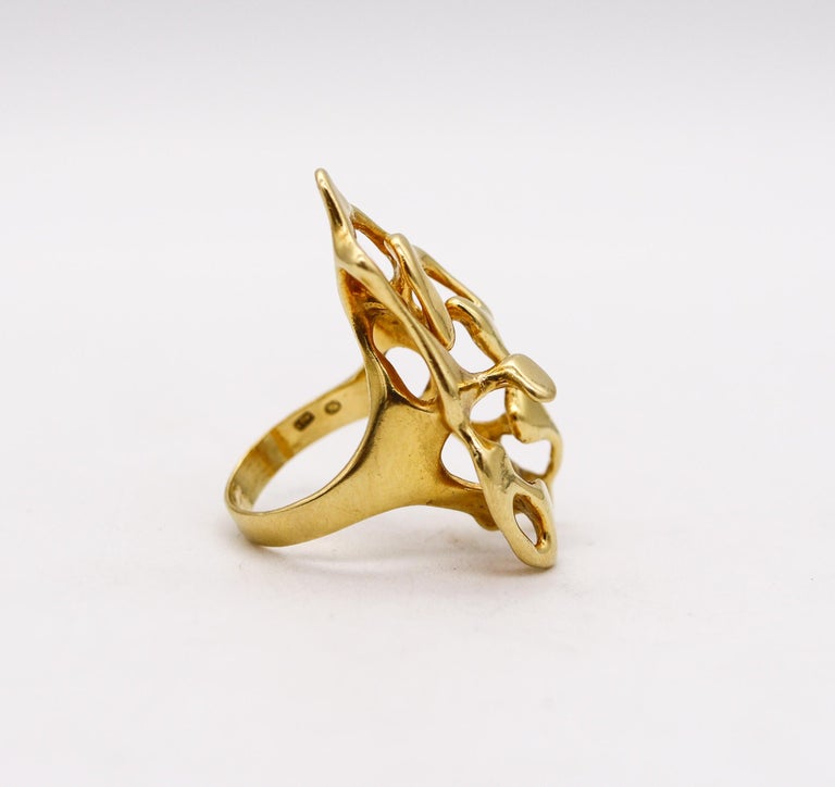 Israeli Made Rings Israeli Artist Studio Organic Freeform Sculptural Ring in 18 Karat ...
