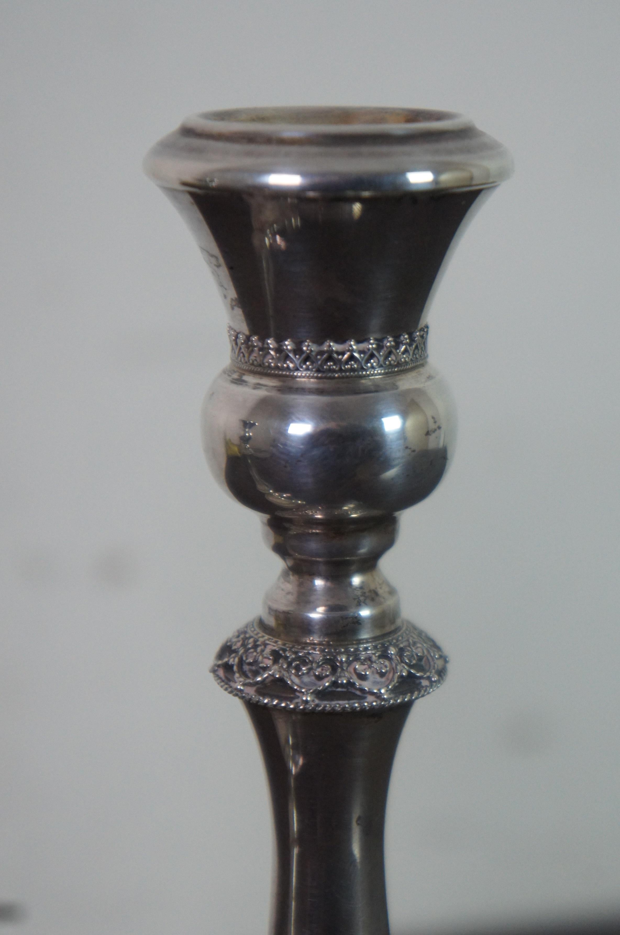 Israeli Ben Zion Sterling Silver Shabbat Candlesticks Candle Holders Judaica In Good Condition For Sale In Dayton, OH