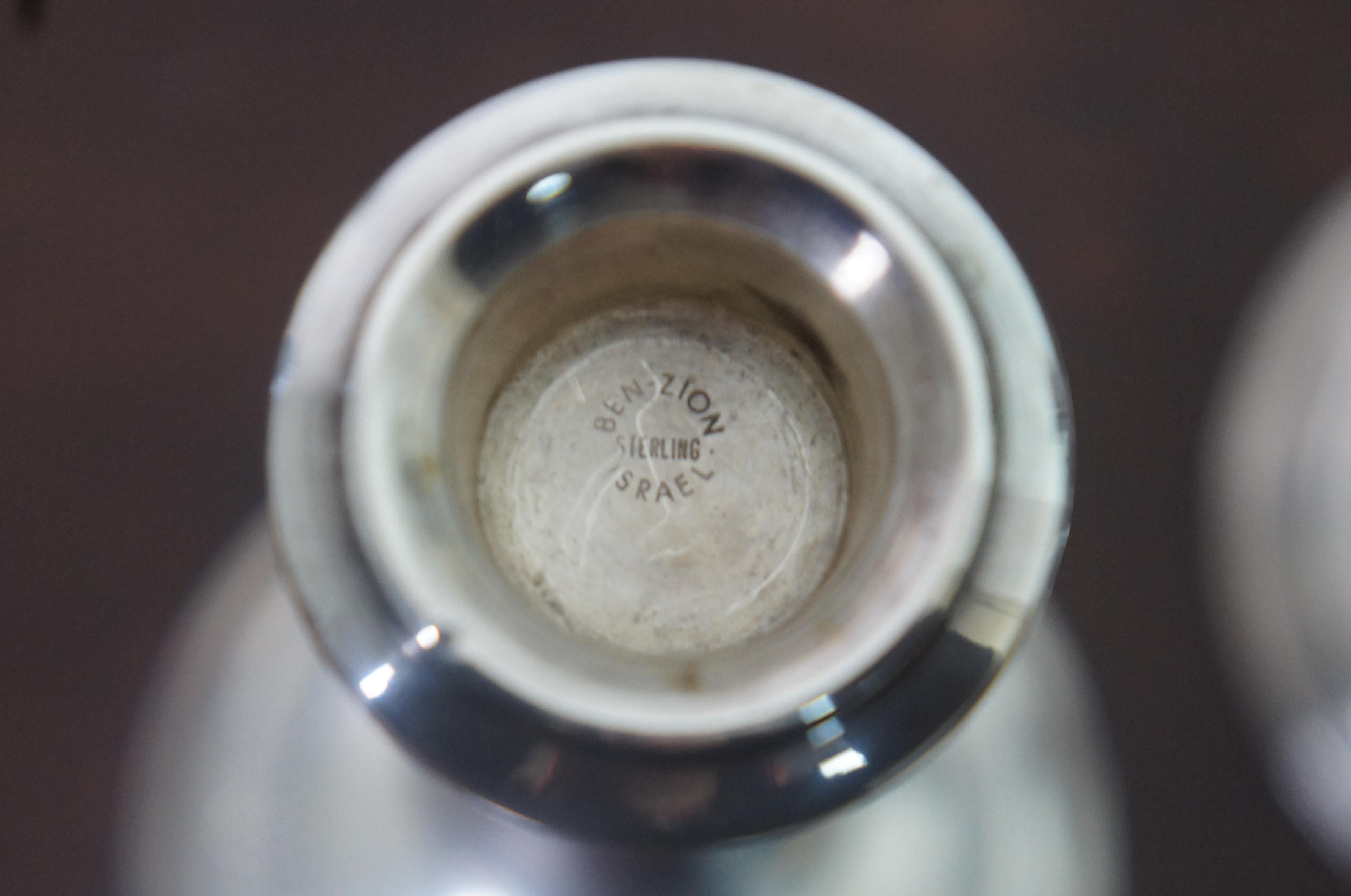 Candelieri Shabbat israeliani Ben Zion in argento sterling Portacandele Judaica in vendita 4