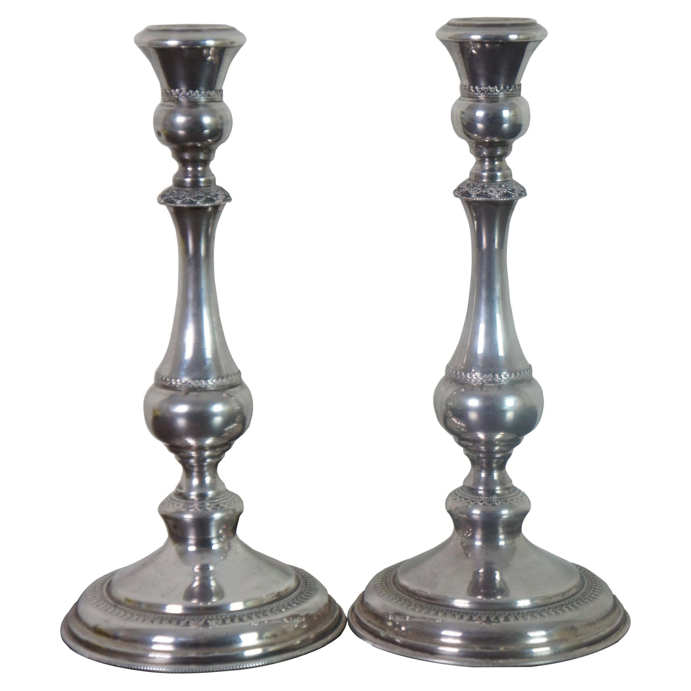 Israeli Ben Zion Sterling Silver Shabbat Candlesticks Candle Holders Judaica For Sale