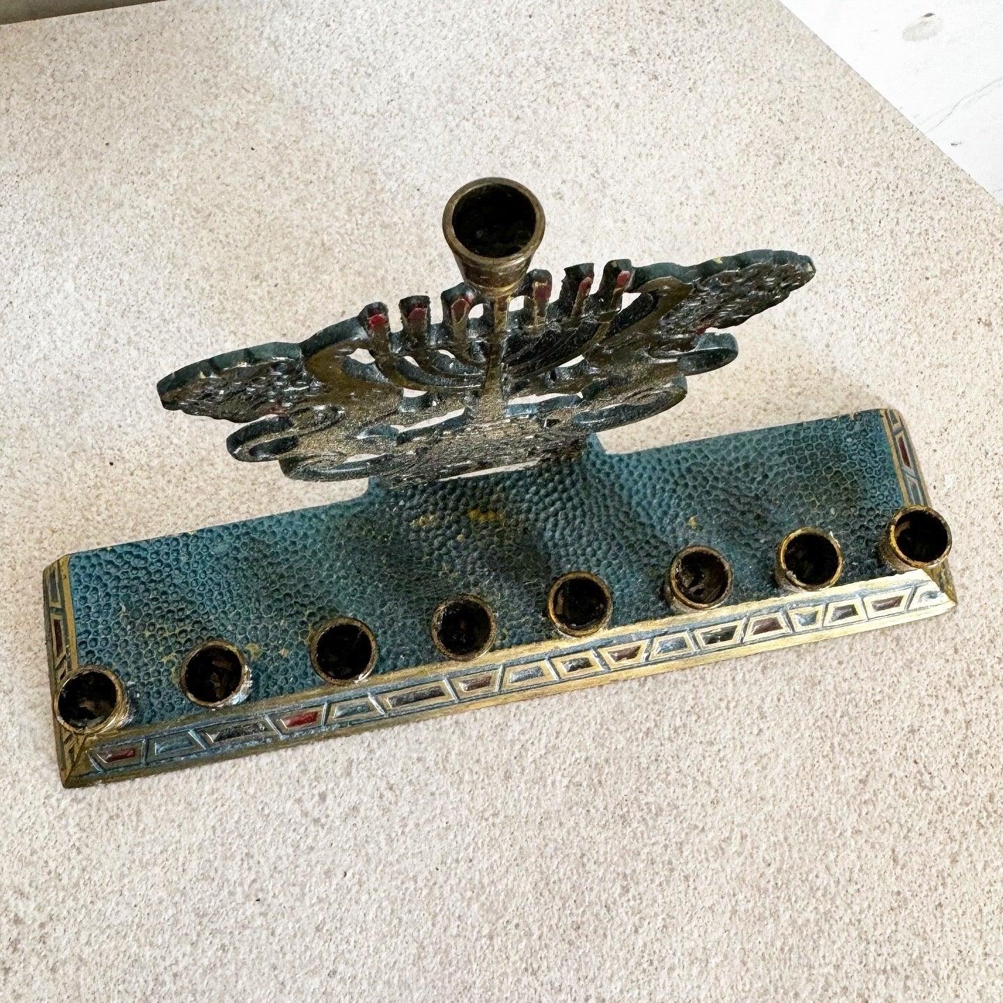 Israeli Brass “Lions of Juda” Menorah/Chanukia In Good Condition For Sale In Delray Beach, FL