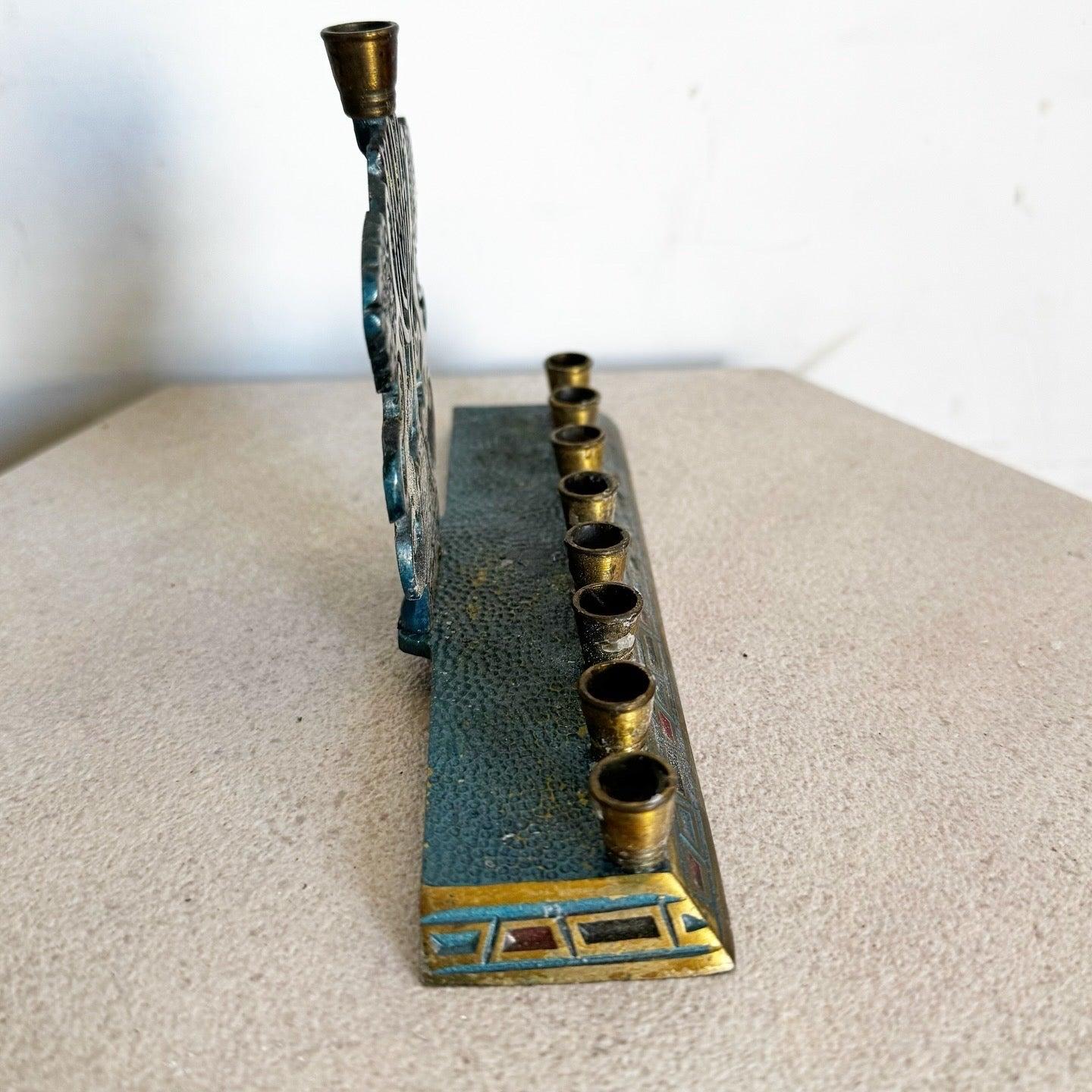 Late 20th Century Israeli Brass “Lions of Juda” Menorah/Chanukia For Sale