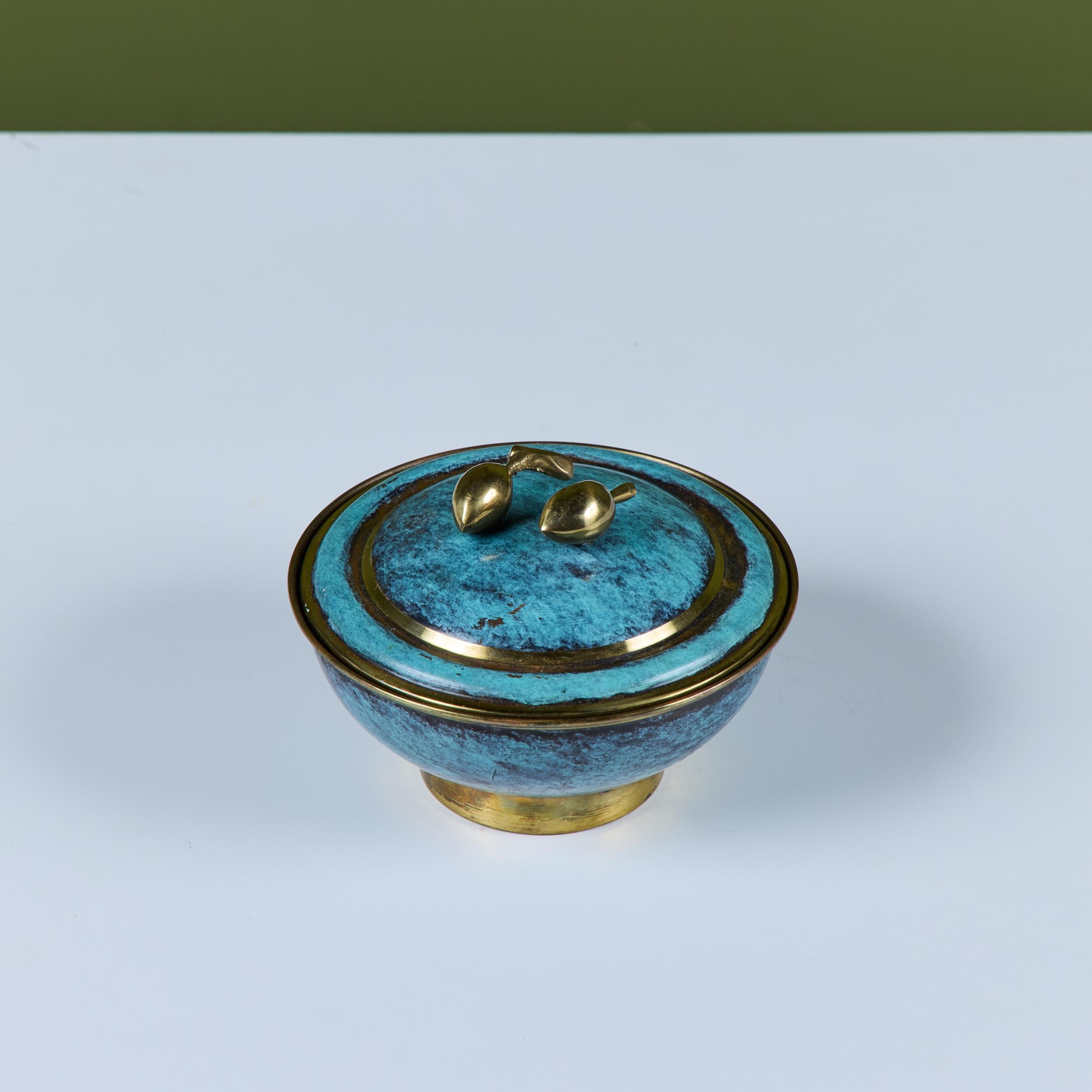Israeli Lidded Brass Bowl with Olive Knob For Sale 5