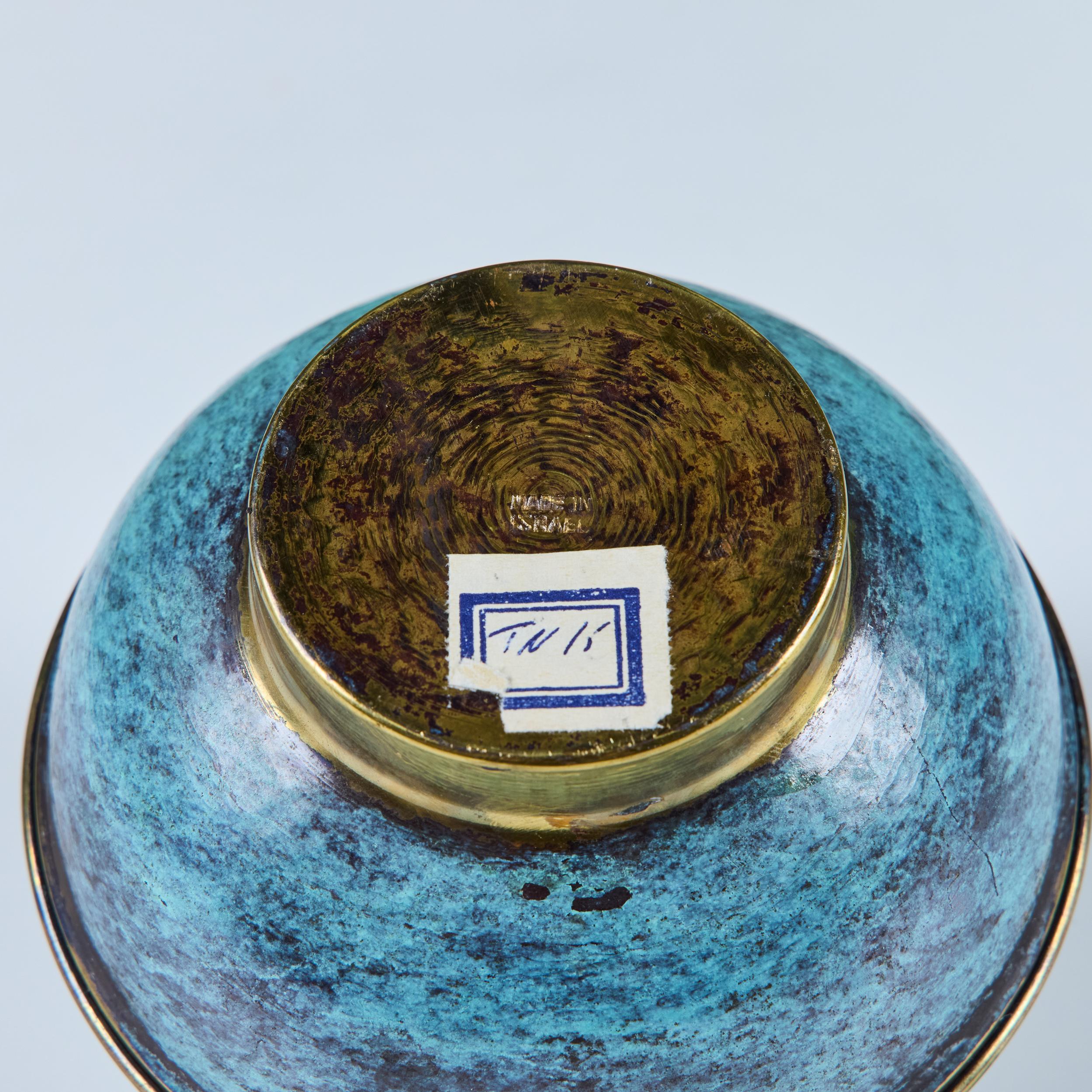 Israeli Lidded Brass Bowl with Olive Knob For Sale 8