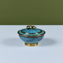 Israeli Lidded Brass Bowl with Olive Knob