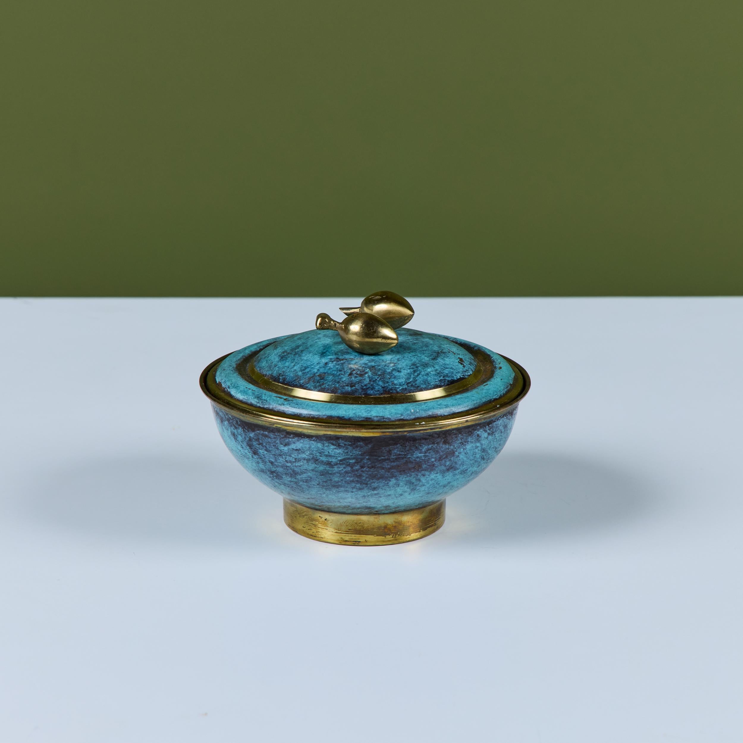 Israeli Lidded Brass Bowl with Olive Knob For Sale 2