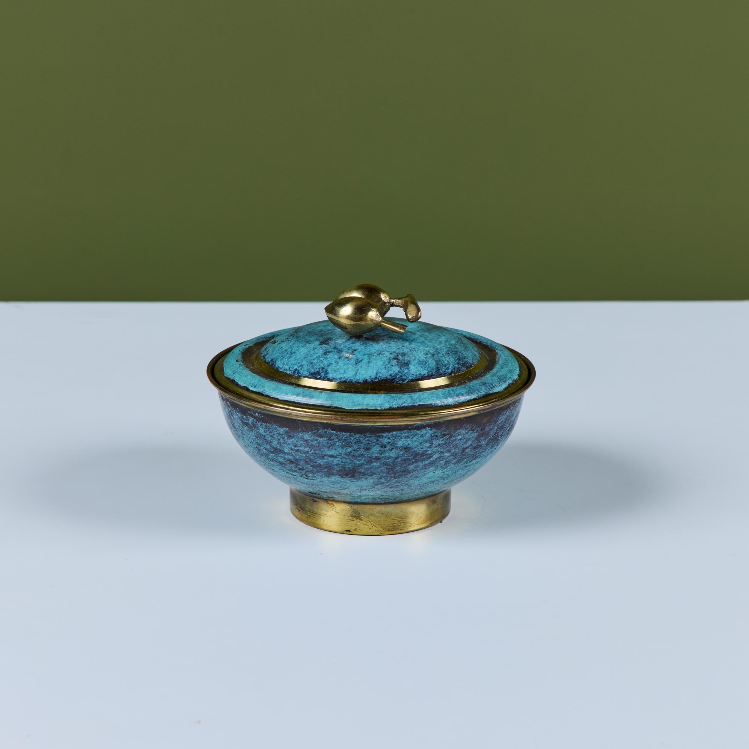 Israeli Lidded Brass Bowl with Olive Knob For Sale 4