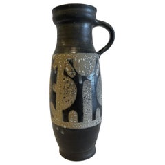 Brocca israeliana di metà secolo in ceramica smaltata Lapid Lava