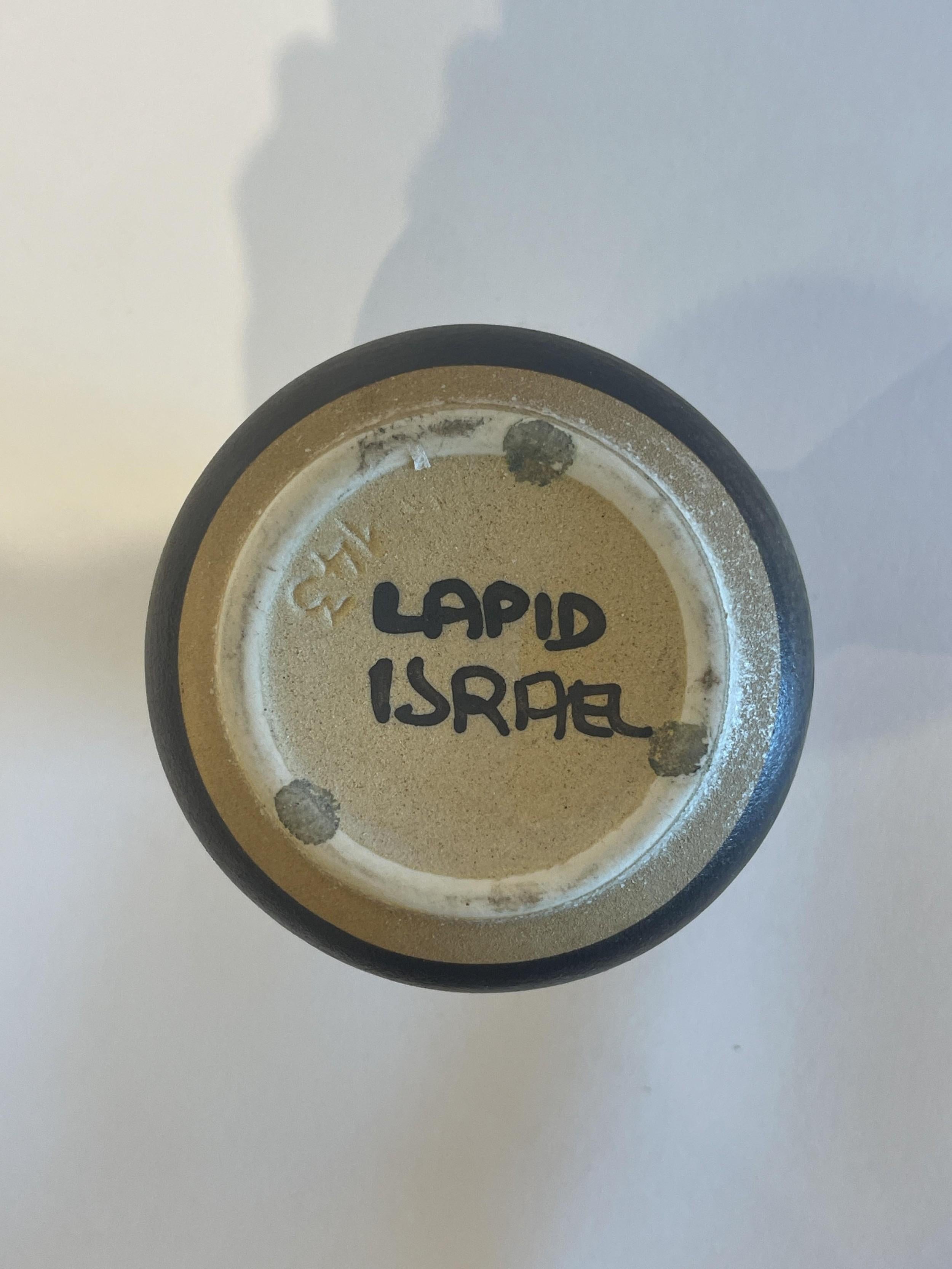 Mid-Century moderno Vaso israeliano di metà secolo in ceramica smaltata Lapid Lava in vendita