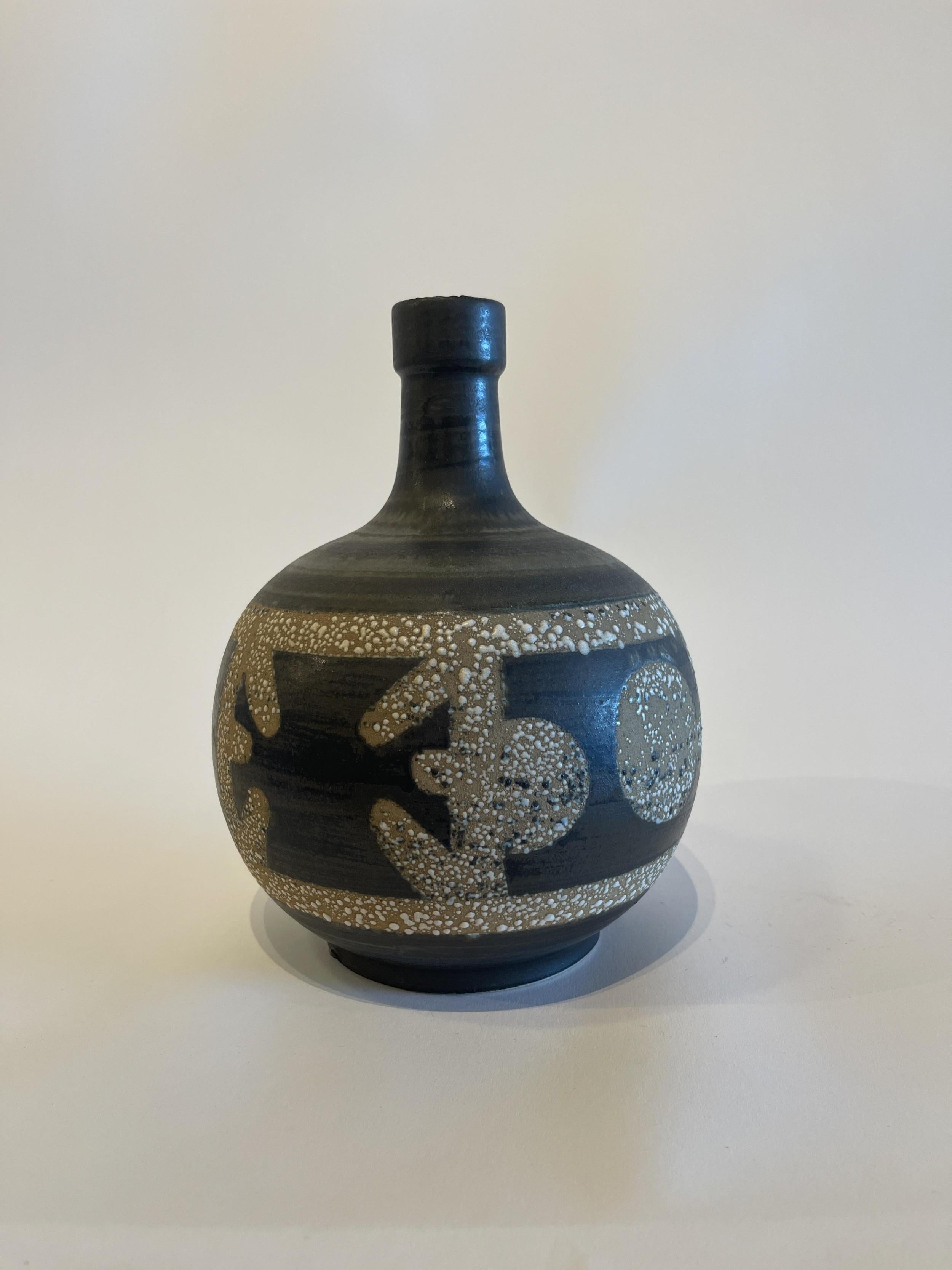 Mid-Century moderno Vaso israeliano di metà secolo in ceramica smaltata Lapid Lava in vendita