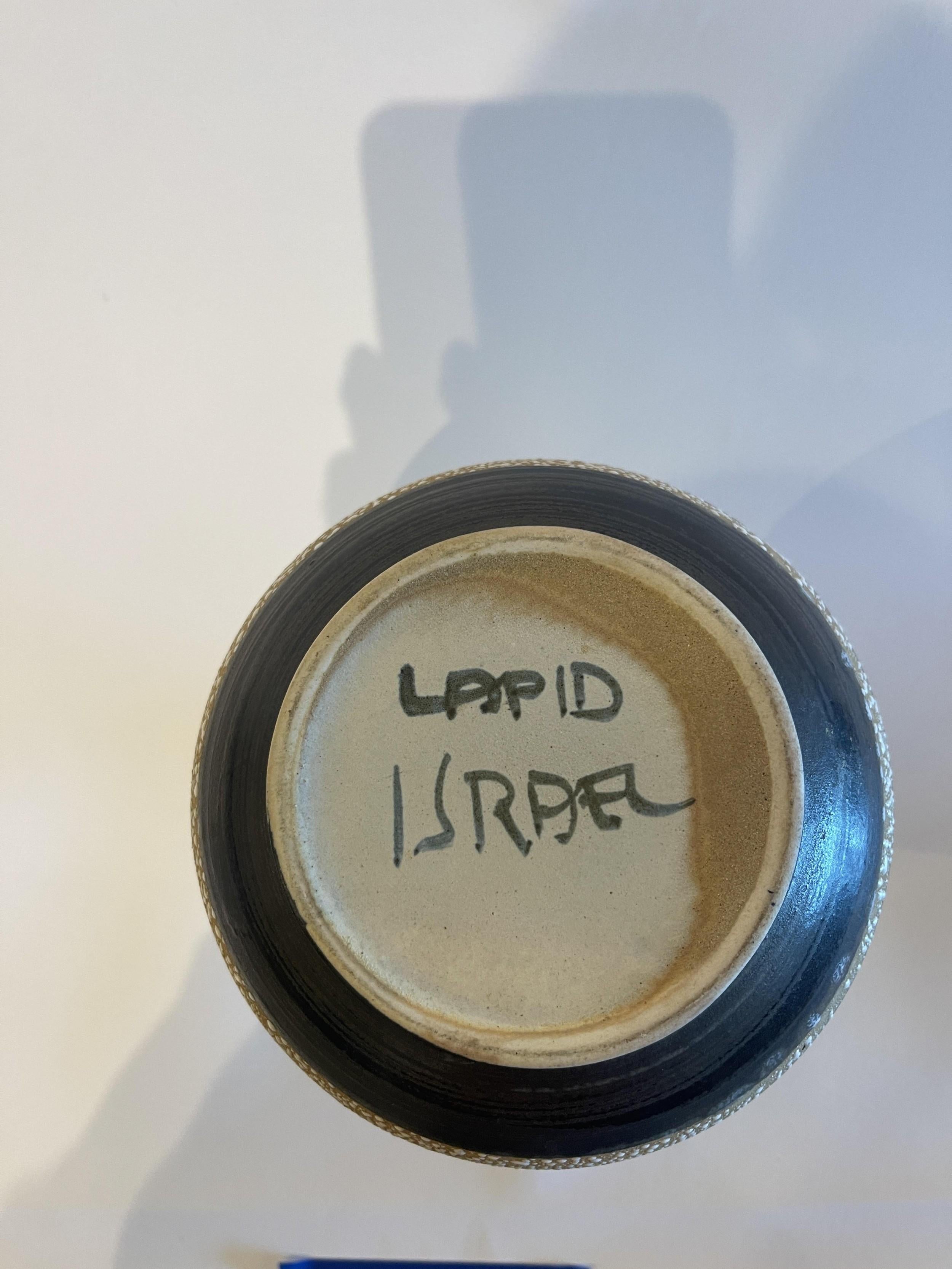 Israeliano Vaso israeliano di metà secolo in ceramica smaltata Lapid Lava in vendita