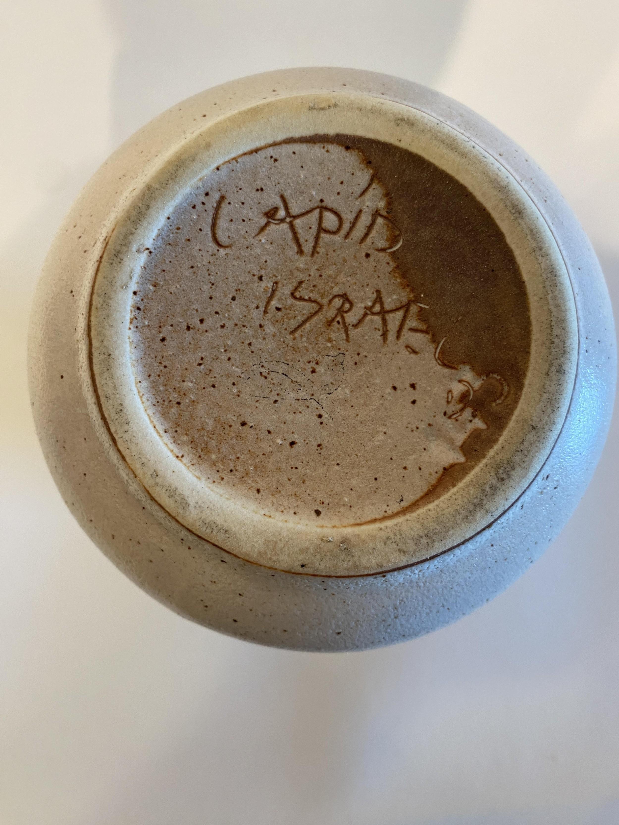 Vaso israeliano di metà secolo in ceramica smaltata Lapid Sgraffito  (pezzi di accompagnamento REG4743A-M)