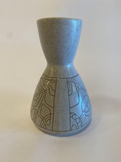 Israeli Mid-Century Lapid Sgraffito Glazed Ceramic Vase