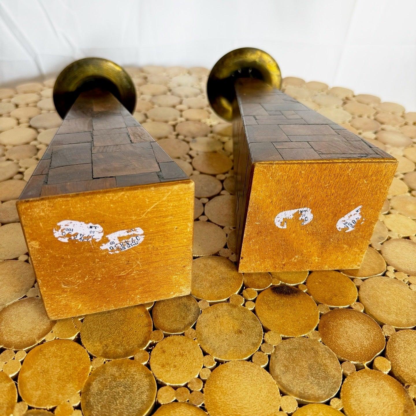 Portavelas/portavelas de Shabbat de madera de olivo israelí - Pareja siglo XX en venta