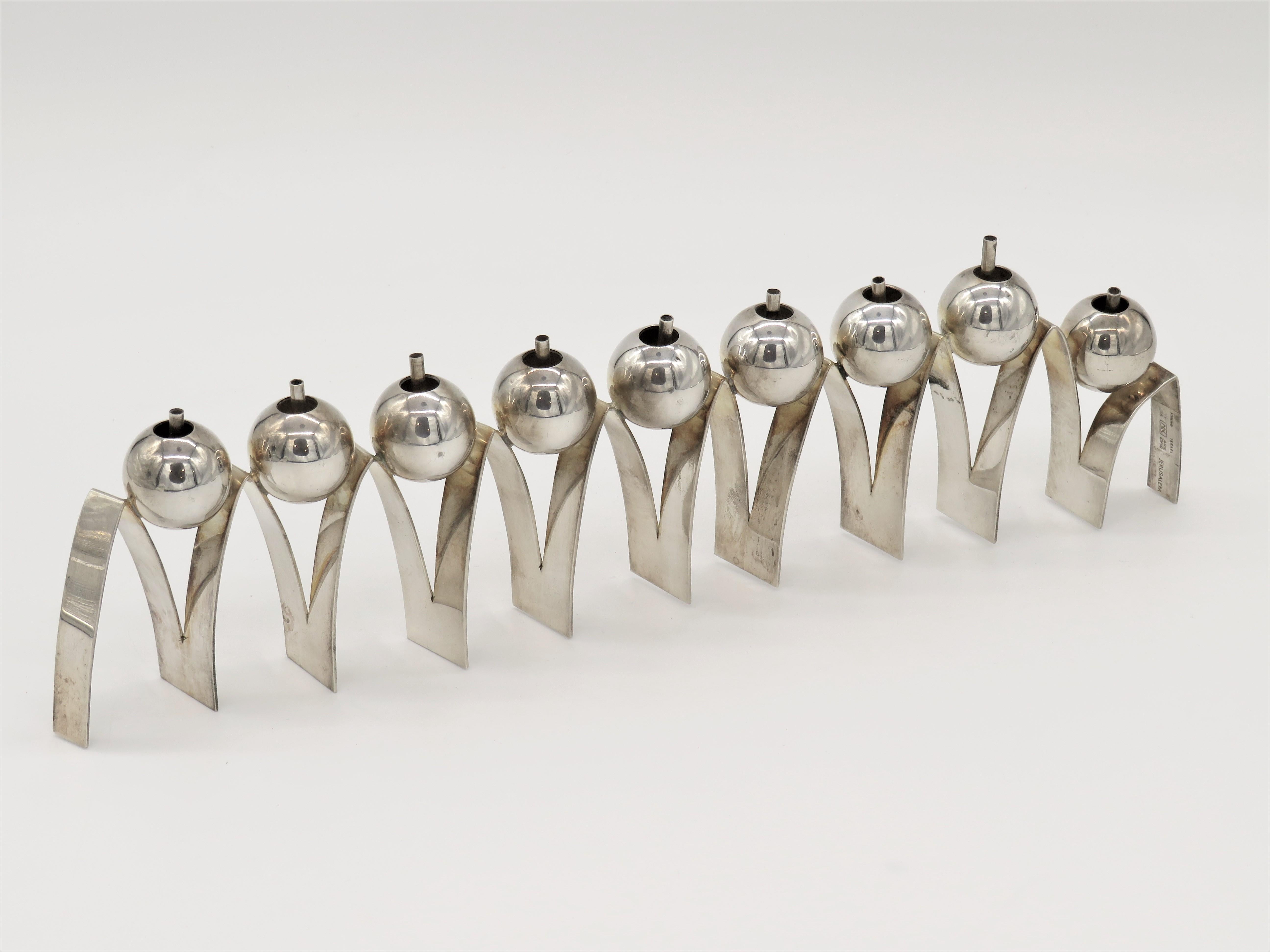 20th Century Israeli Silver Hanukkah Lamp by Arie Ofir, 1985 For Sale