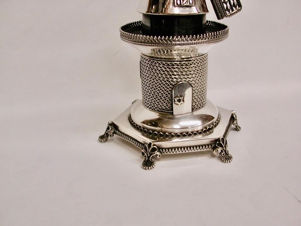 European Israeli Silver Windmill Spice Box, dated circa 1960 For Sale