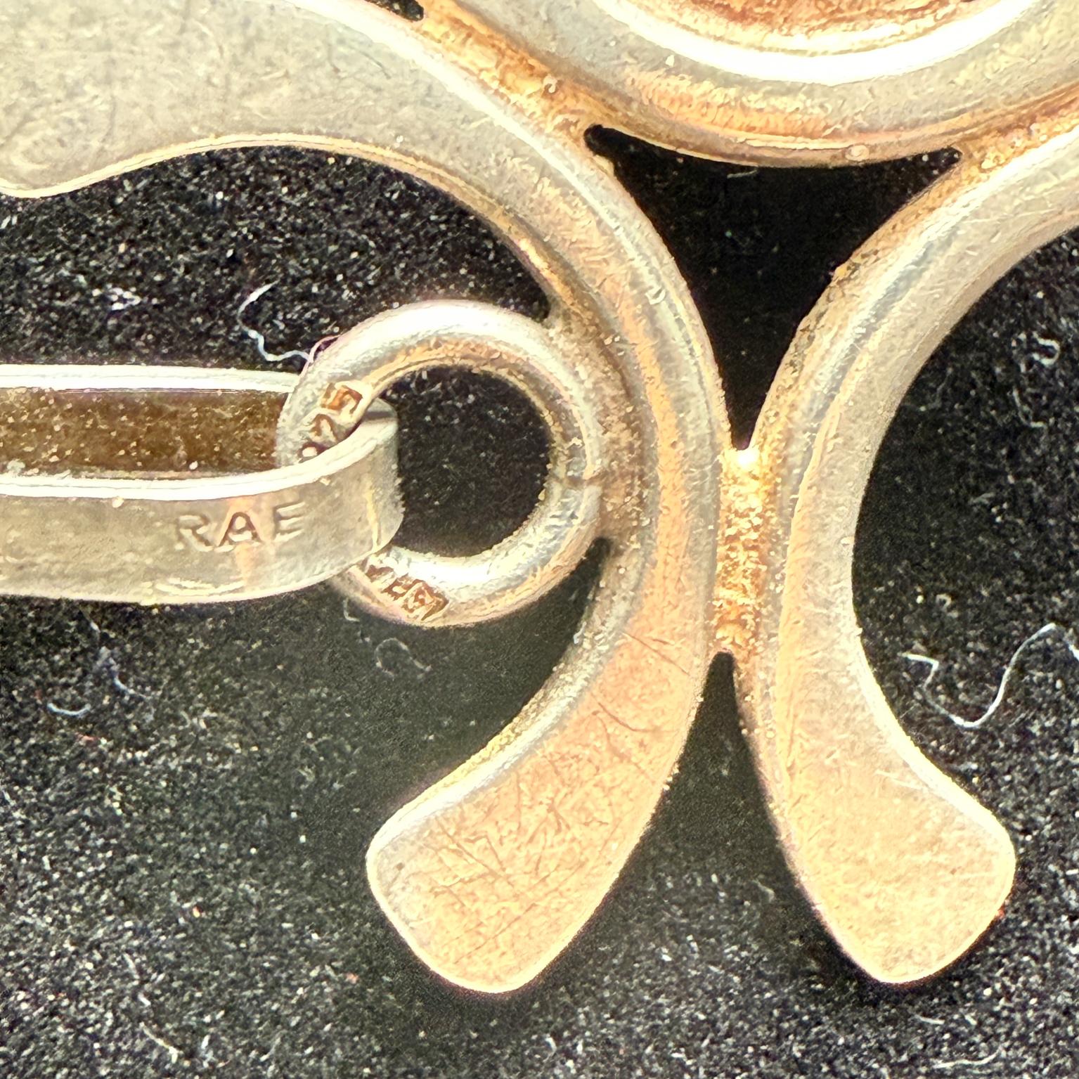 Collier israélien en argent sterling et œil de tigre en vente 2