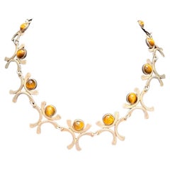 Israeli Sterling Silver and Tiger's Eye Necklace from Israel
