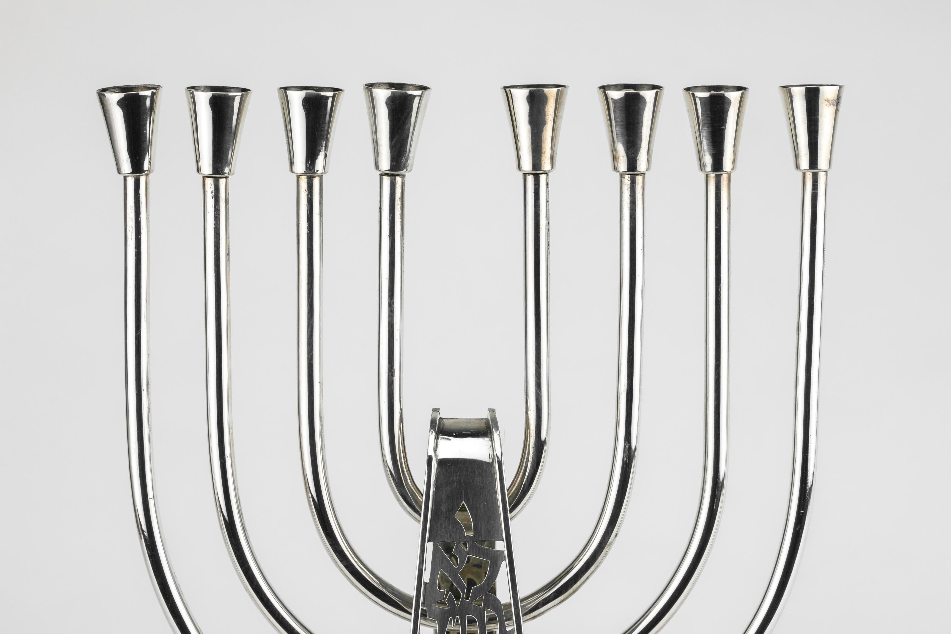 Mid-Century Modern Modern Israeli Sterling Silver Hanukkah Lamp Menorah by David Heinz Gumbel