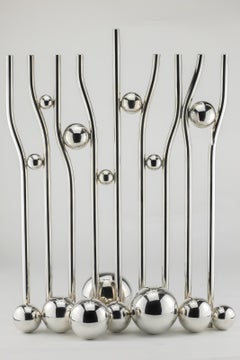 Modern Israeli Sterling Silver Hanukkah Lamp Menorah by Arie Ofir