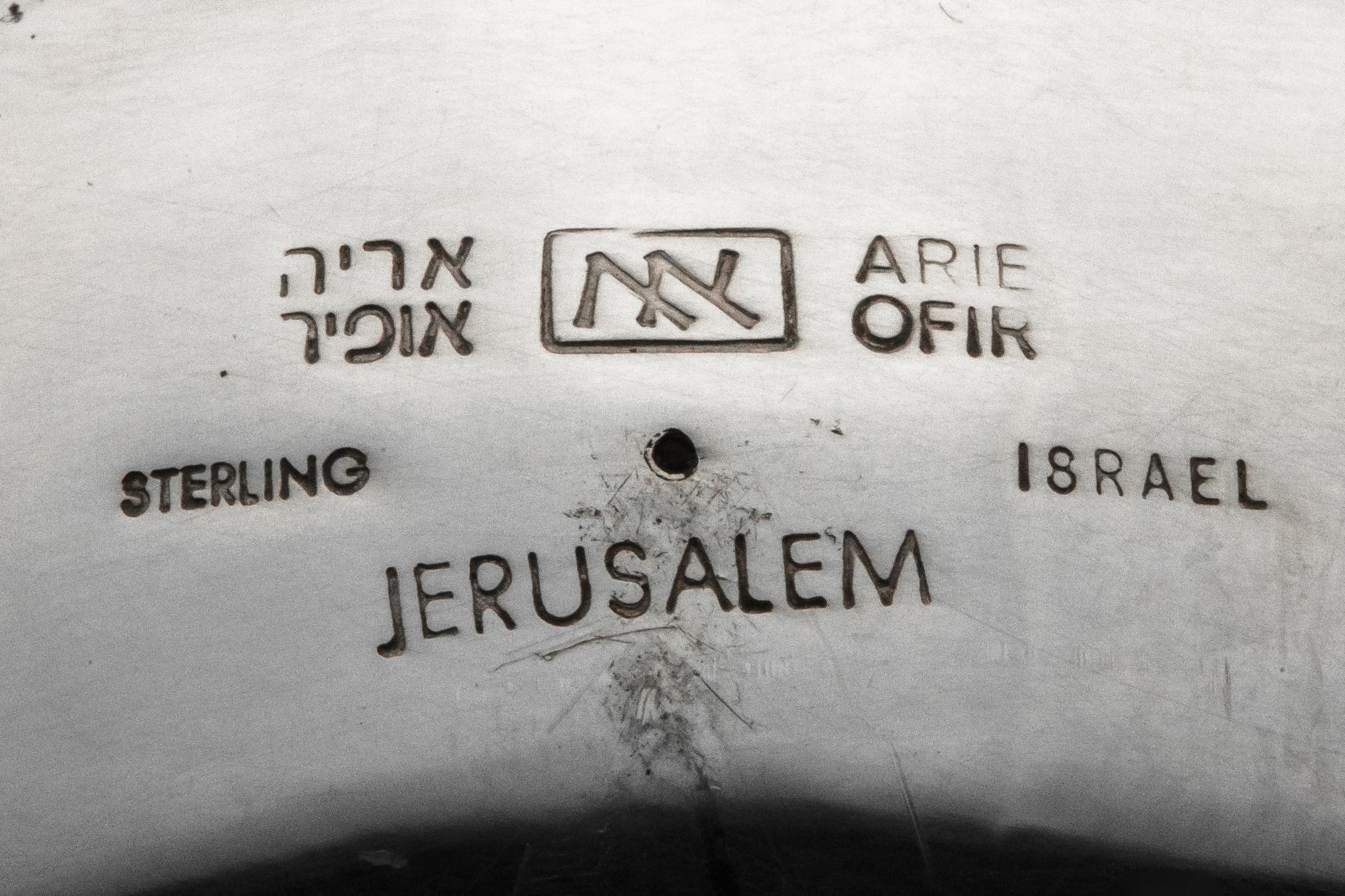 Modern Israeli Sterling Silver Hanukkah Lamp Menorah by Arie Ofir 1
