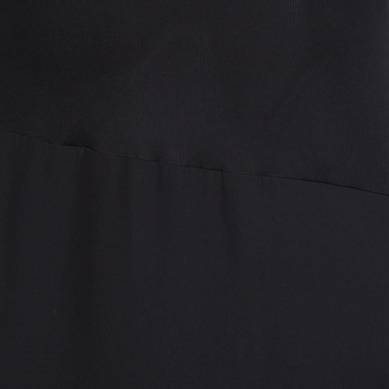 Issa Black Contrast Plisse Panel Detail Vanka Heavy Double Georgette Maxi Dress  1