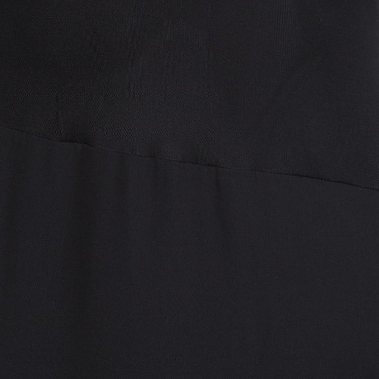 Issa Black Contrast Plisse Panel Detail Vanka Heavy Double Georgette ...