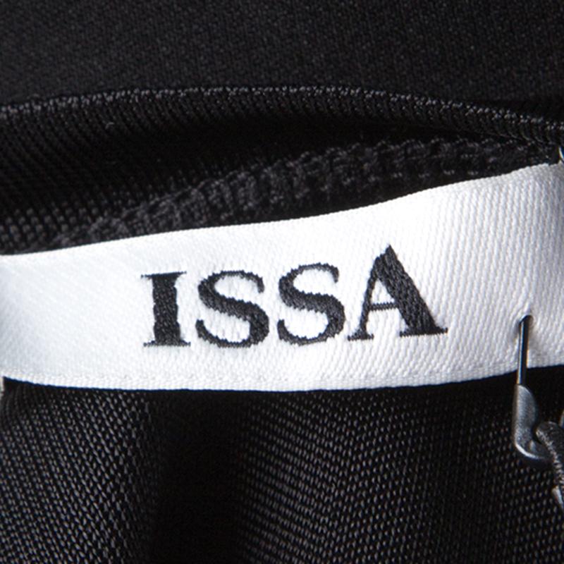 Issa Black Contrast Plisse Panel Detail Vanka Heavy Double Georgette Maxi Dress  2