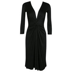 Issa Black Gathered Waist Long Sleeve Silk Jersey Dress S