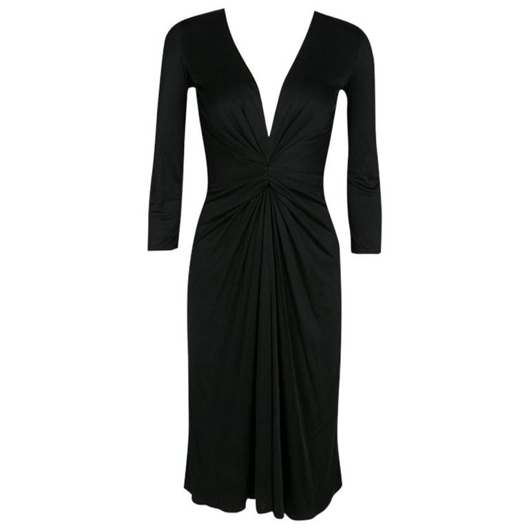 Issa Black Gathered Waist Long Sleeve Silk Jersey Dress S at 1stDibs ...