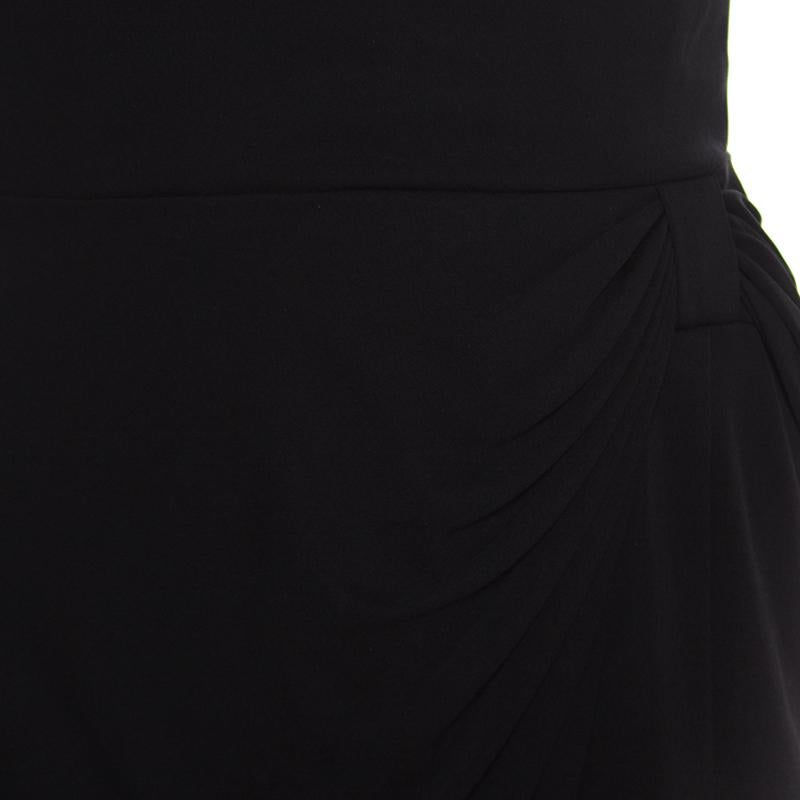 Women's Issa Black Silk Jersey One Shoulder Draped Mini Dress M