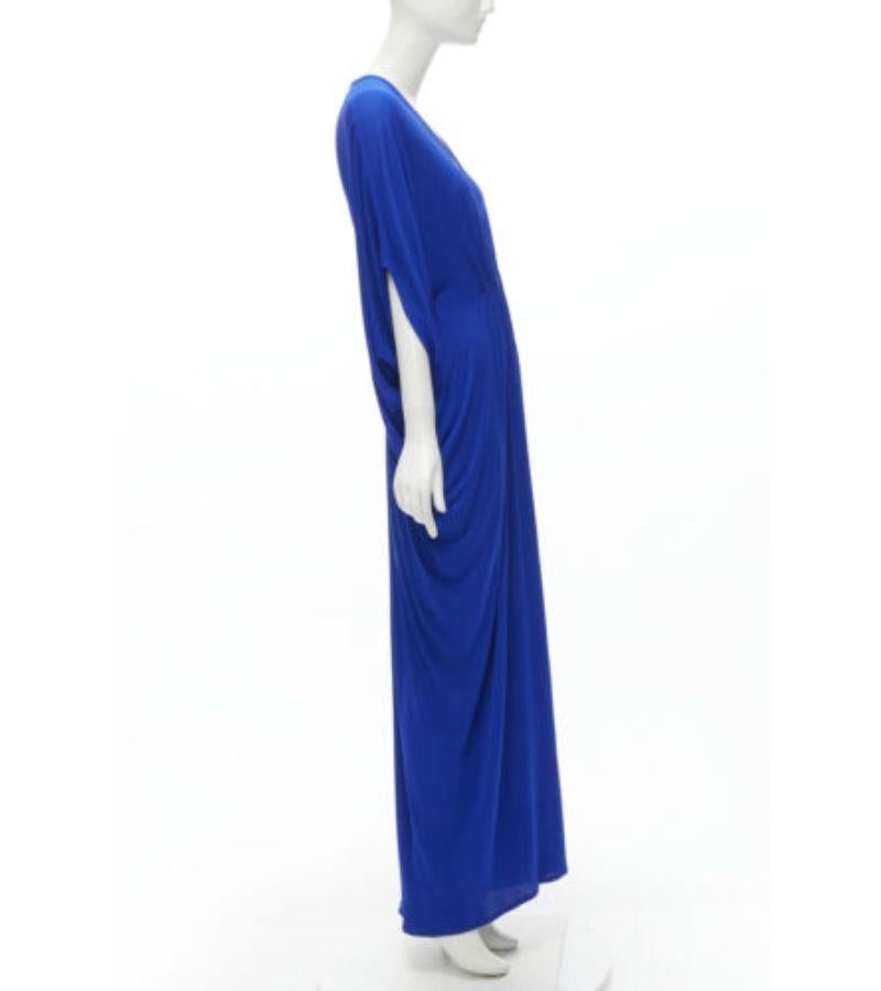 ISSA LONDON 100% silk cobalt blue plunge neck grecian drape kaftan dress US6 M In Excellent Condition In Hong Kong, NT