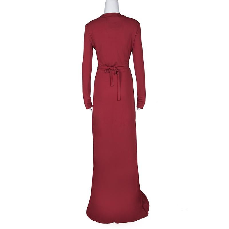 Issa Pomegranate Red High Twist Jersey Antonia Wrap Maxi Dress M In New Condition In Dubai, Al Qouz 2