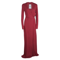 Issa Pomegranate Red High Twist Jersey Antonia Wrap Maxi Dress M